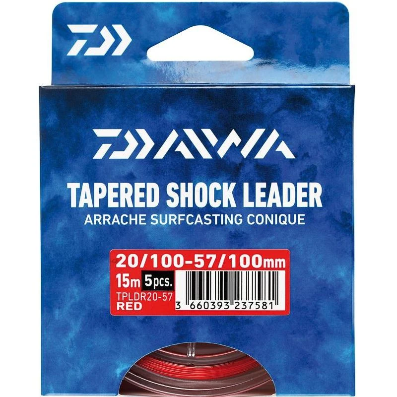 BAS DE LIGNE DAIWA ARRACHE SURF TAPER LEADER - ROUGE - PAR 5 3 BAS DE LIGNE DAIWA ARRACHE SURF TAPER LEADER - ROUGE - PAR 5